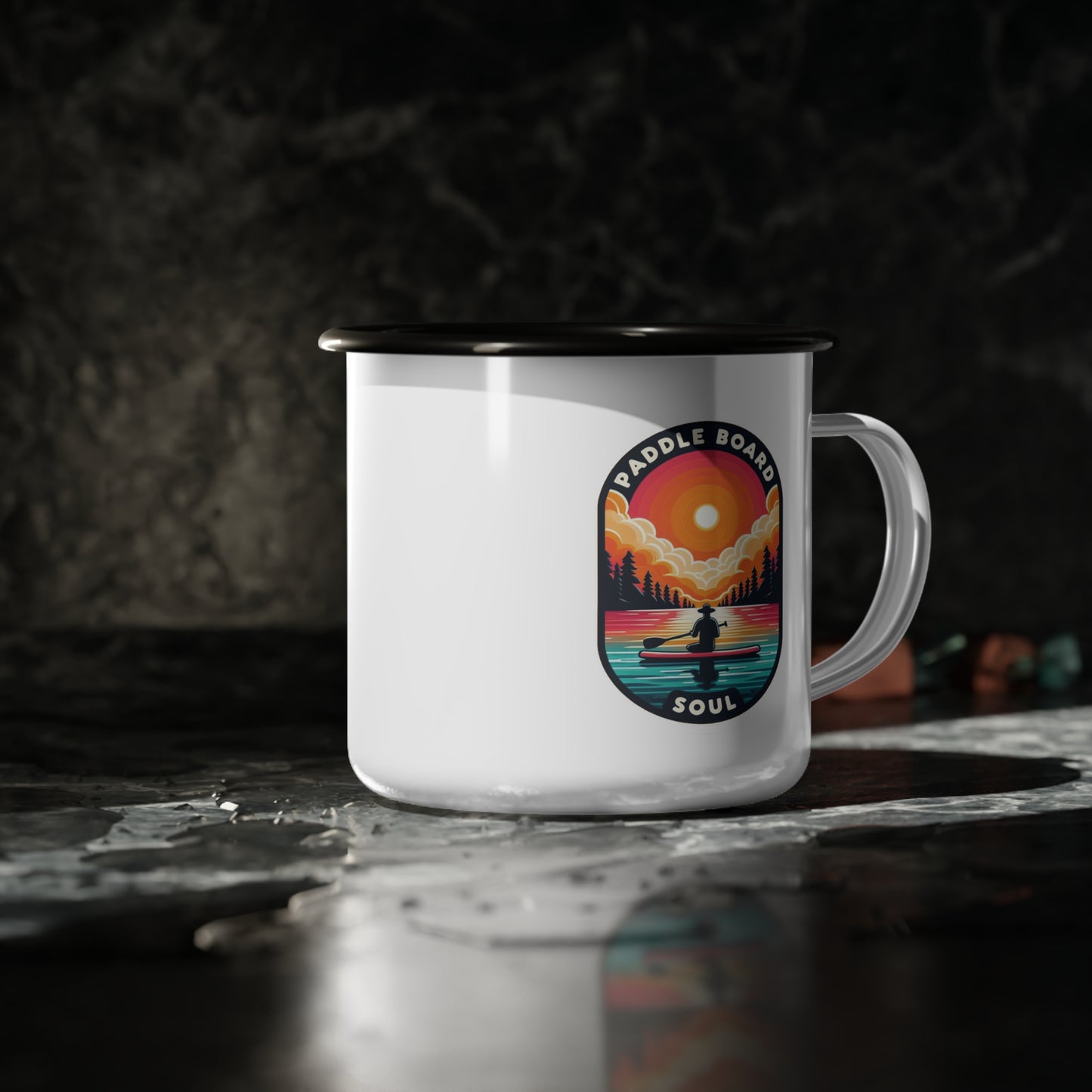 The Paddle Board Soul Enamel Cup